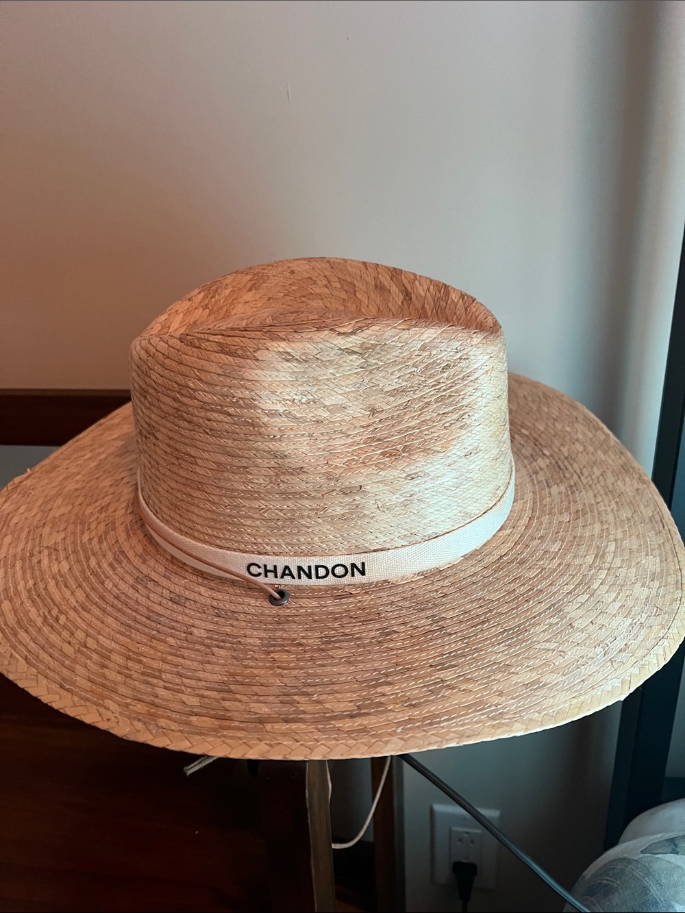 Chandon Natural Straw Fedora Hat with White Band - Picture 2 of 5